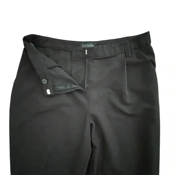 Black Ankle Length Straight Leg Stretch Pants Size 4 Small High Waisted Work - Picture 7 of 11